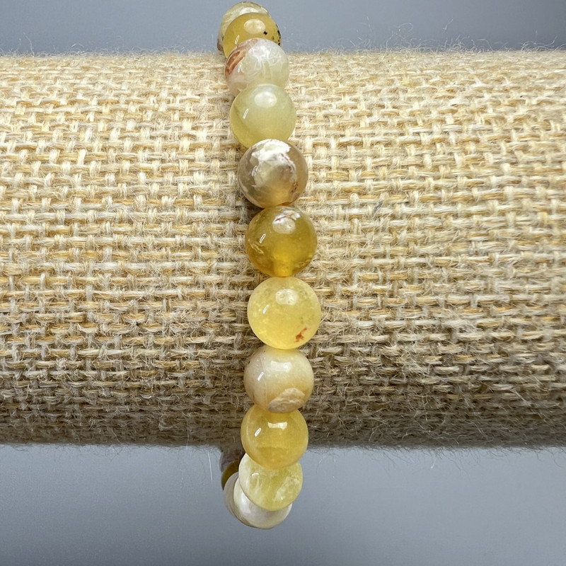 Brățară din opal galben, mărgele netede, diametru 6,5 mm