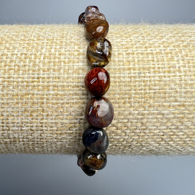 Brățară din petersit, piatră naturală, fațetată, diametrul 8×10 mm ±, lungime 18 cm ± (pe bază elastică)