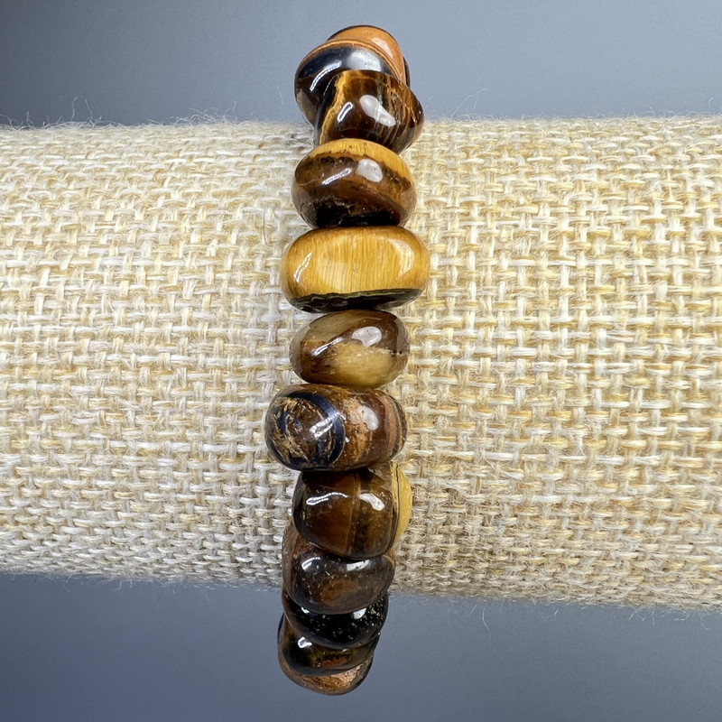 Brățară cu ochi de tigru din piatră naturală, cu fațete mari, diametru 10x7 mm ±, lungime 18 cm ± (elastică)