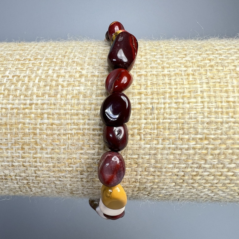 Brățară din jasper mokaite, piatră naturală, mărgele 6x9 mm ±, lungime 18 cm ± (elastică)