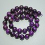 Mărgele mov ochi de pisică, din piatră naturală, formă sferică netedă, diametrul 10,5 mm, lungime 38 cm, pe șnur
