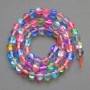 Mărgele din sticlă opală multicolore, rotunde, netede, diametrul 8 mm ±, lungimea 38 cm ± pe șnur