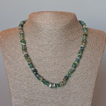 Colier din jasper verde, piatră naturală, mărgele fațetate, diametrul 8×3 mm, lungime 48 cm