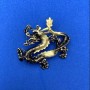 Broșă-pandantiv Dragon maro și alb email, metal argintiu 47×41 mm