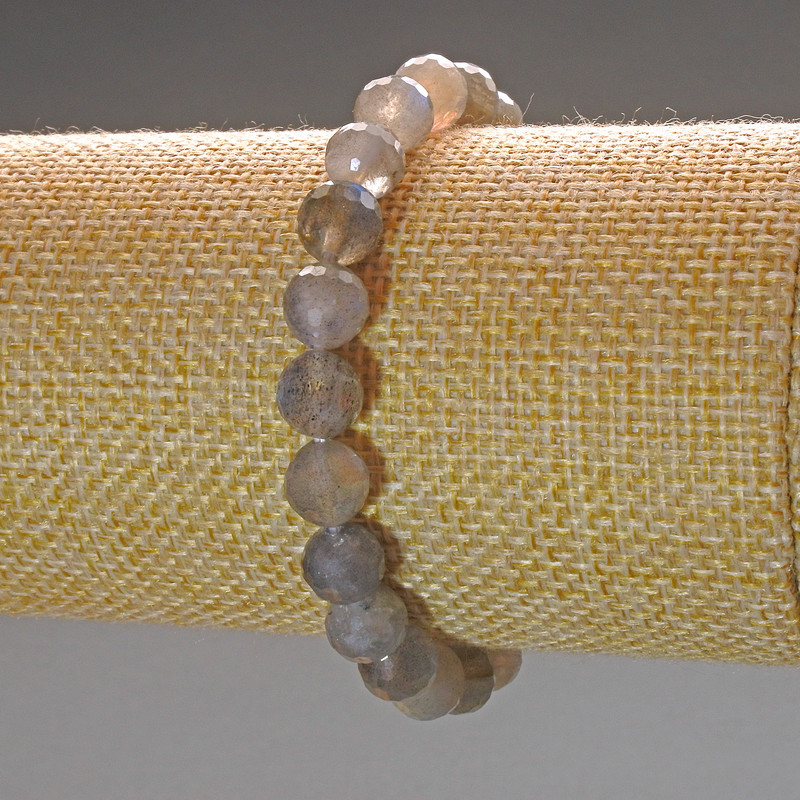 Brățară din labradorit natural, piatră naturală, mărgele tăiate, diametrul 8 mm, lungime 18 cm (elastic)