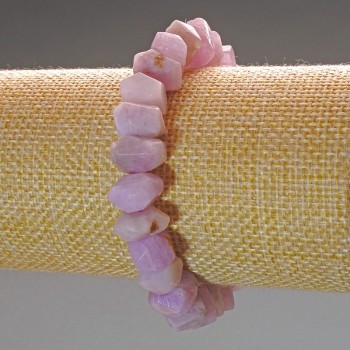 Браслет Кунцит натуральний камінь гранований рондель, діаметр 10х7мм+-, довжина 18см (стрейч)