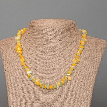 Colier «Ucraina» cu acvamarin natural și cuarț tonat, fragmente, diametru 8x4 mm ±, lungime 48 cm