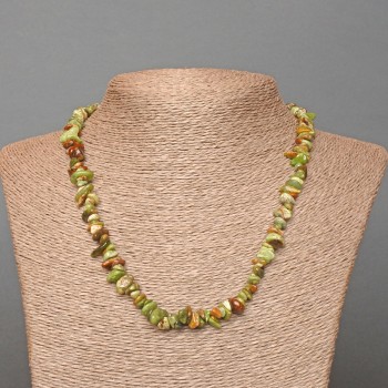 Colier din jasper verde, piatră naturală, granule, diametru 7x3 mm, lungime 47 cm