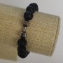 Brățară din șungit sintetic, formă de ganteră, diametrul mărgelelor 10 mm, lungime 18 cm +/- (elastic)