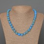 Colier din jasper imperial albastru (presat), mărgele netede, diametrul 10 mm, lungime 49 cm