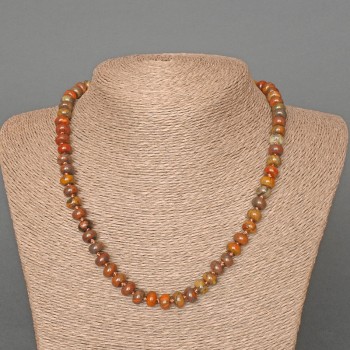 Colier din jasper Picasso, piatră naturală netedă, rondel de 8×5 mm, lungime 47 cm