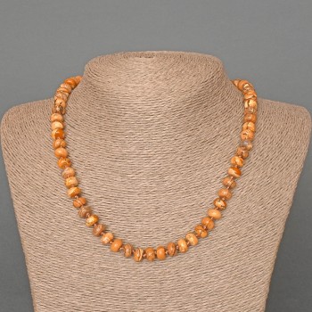 Colier cu jasper peisaj, piatră naturală, rondel neted, diametrul 8×5 mm, lungime 46 cm +/-