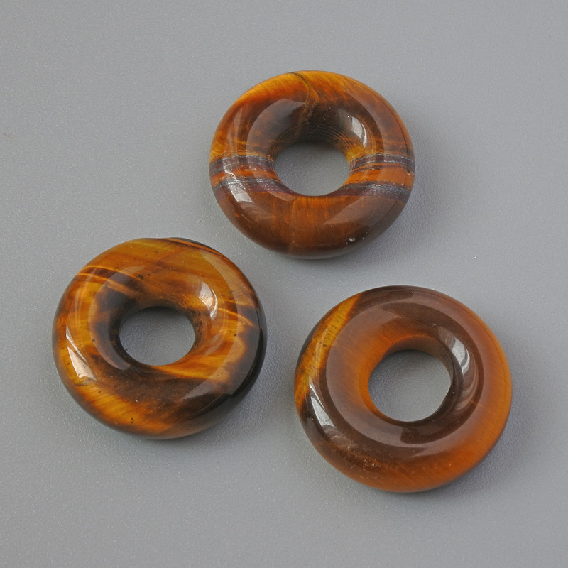 Mărgea donut din ochiul de tigru, piatră naturală, diametrul 15×4 mm, diametrul găurii 5,2 mm+