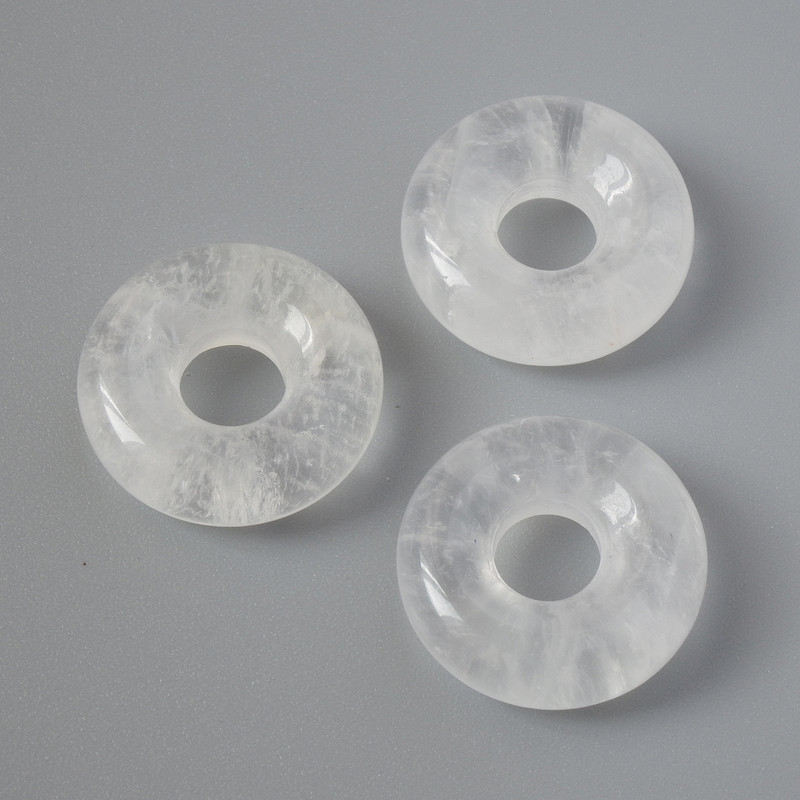 Mărgea Pandora din cristal de munte natural, diametrul mărgelei 15×5 mm, diametrul orificiului 5 mm+