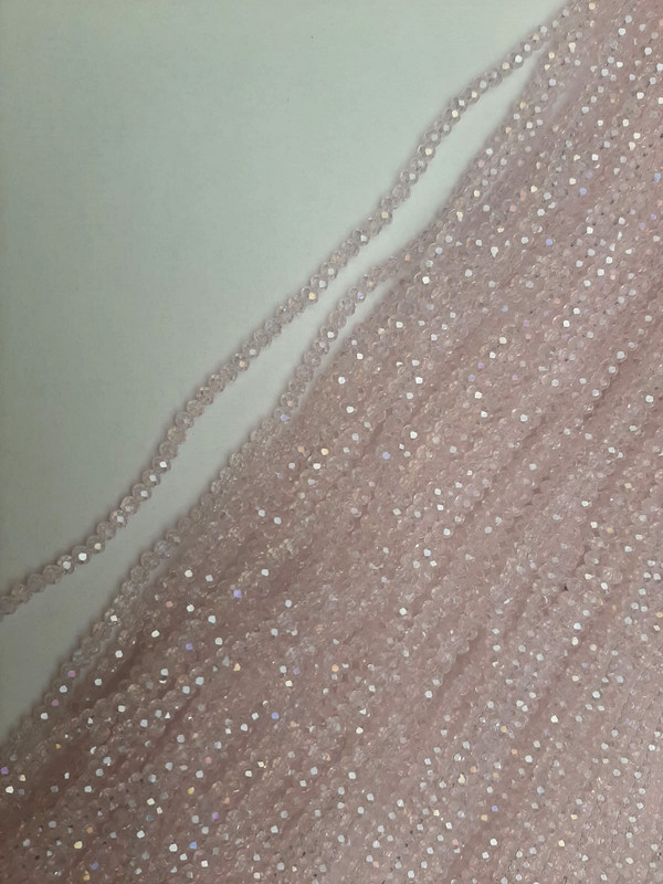 Mărgele din cristal ceh roz translucid, facetate, rondel cu nuanță de benzină, diametrul 3,5×3 mm, lungime 39 mm, pe fir