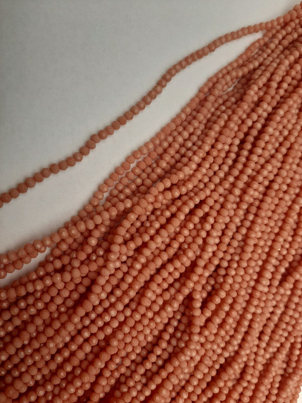 Mărgele din cristal ceh, nuanță piersică, rondel facetat, diametru 3,5×3 mm, lungime 38 mm, pe fir