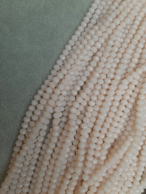 Mărgele din cristal ceh roz deschis, fațetate, formă rondelle, diametrul aproximativ 6x5 mm, lungimea aproximativă 43 mm, pe fir