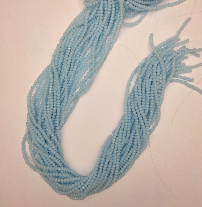 Mărgele din cristal cehesc albastre, tăiate, rondel, diametrul 3×2,5 mm, lungime 38 mm, pe fir