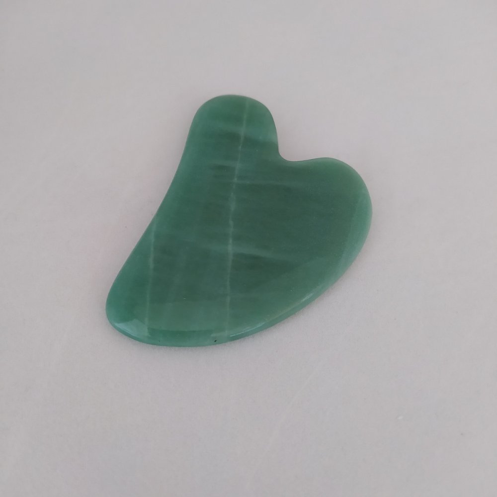 Gua Sha masaj cu piatră naturală de nefrit, 6×8 cm