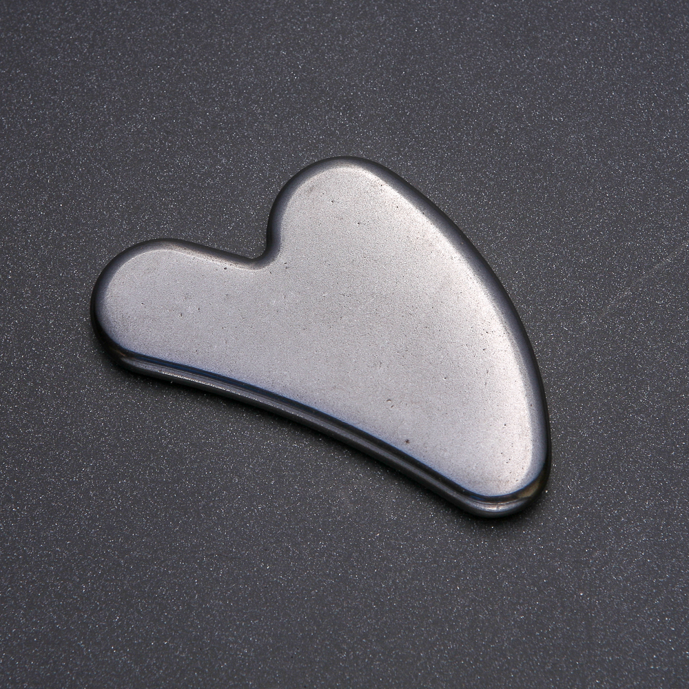 Masajer Gua Sha din piatră naturală hematit 80x55 mm +