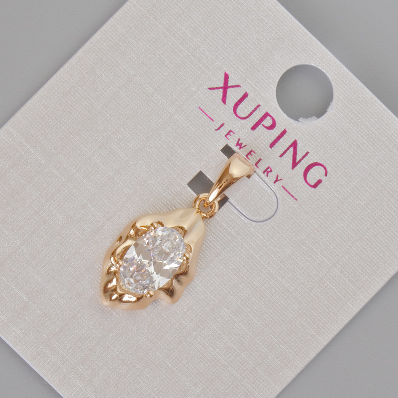 Pandant Xuping cu cristal alb, diametru 24 x 11 mm, placare cu aur 18K