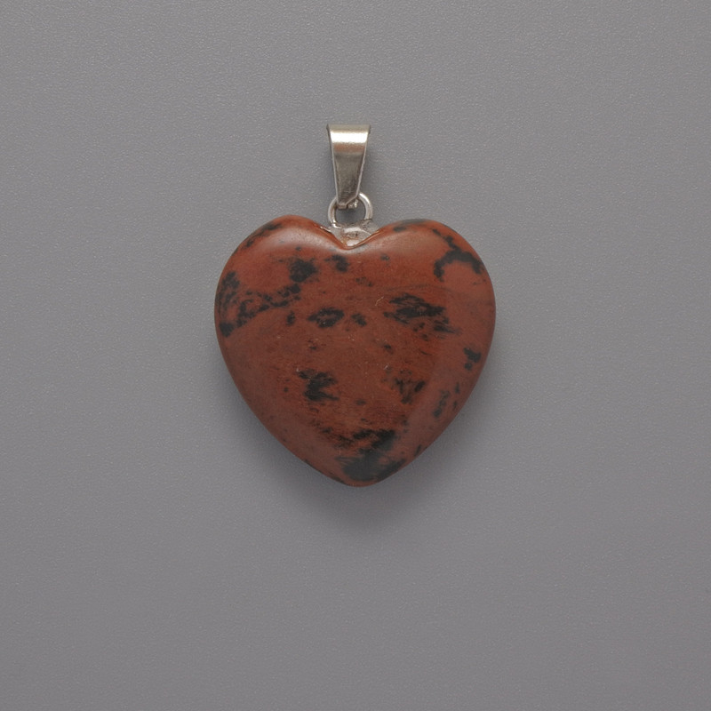 Кулон Серце Обсидіан, діаметр 20х20х6мм+-, довжина 28мм+