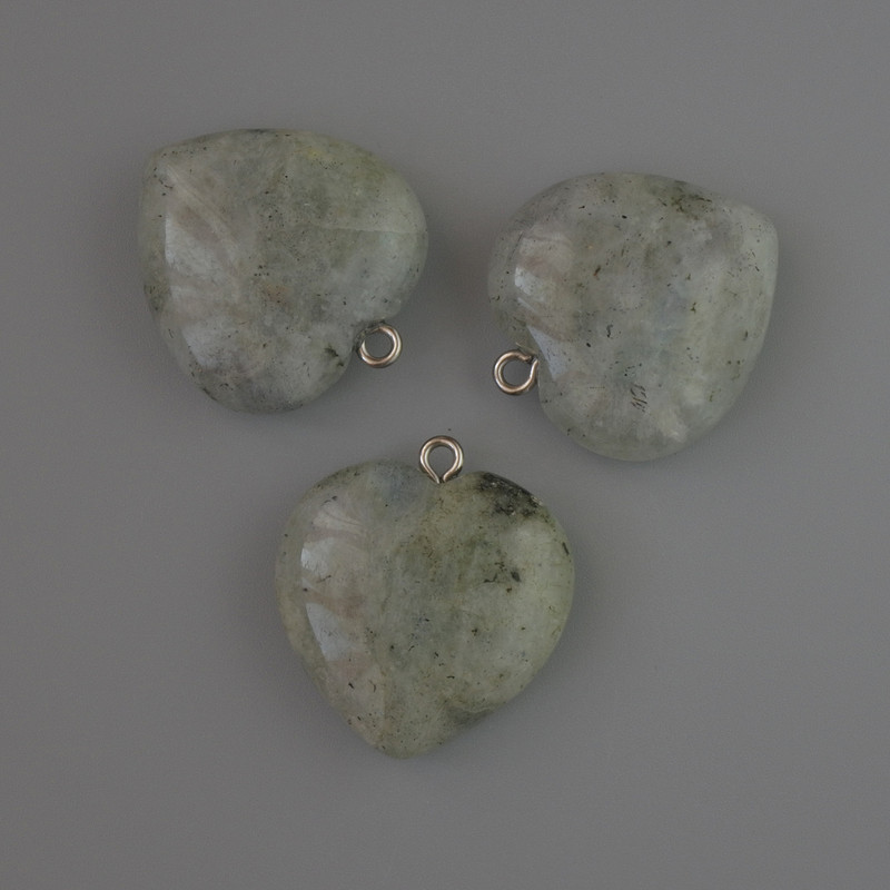 Pandantiv inimă din labradorit, diametrul 27×25 mm+
