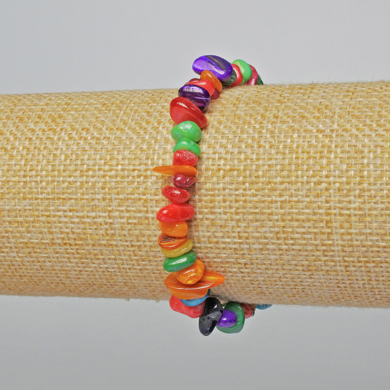 Brățară din sidef, fragmente asortate, diametru 7×4 mm, lungime 18 cm, elastică