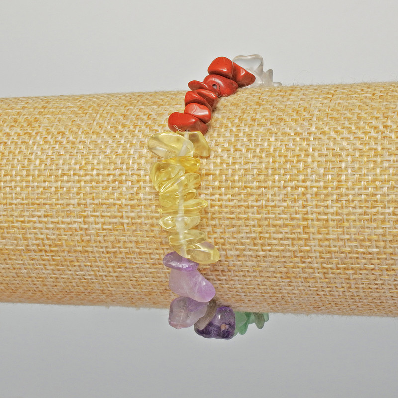 Браслет Асорті натуральний камінь крихта, діаметр 7х4мм + -, довжина 18см + - (стрейч)