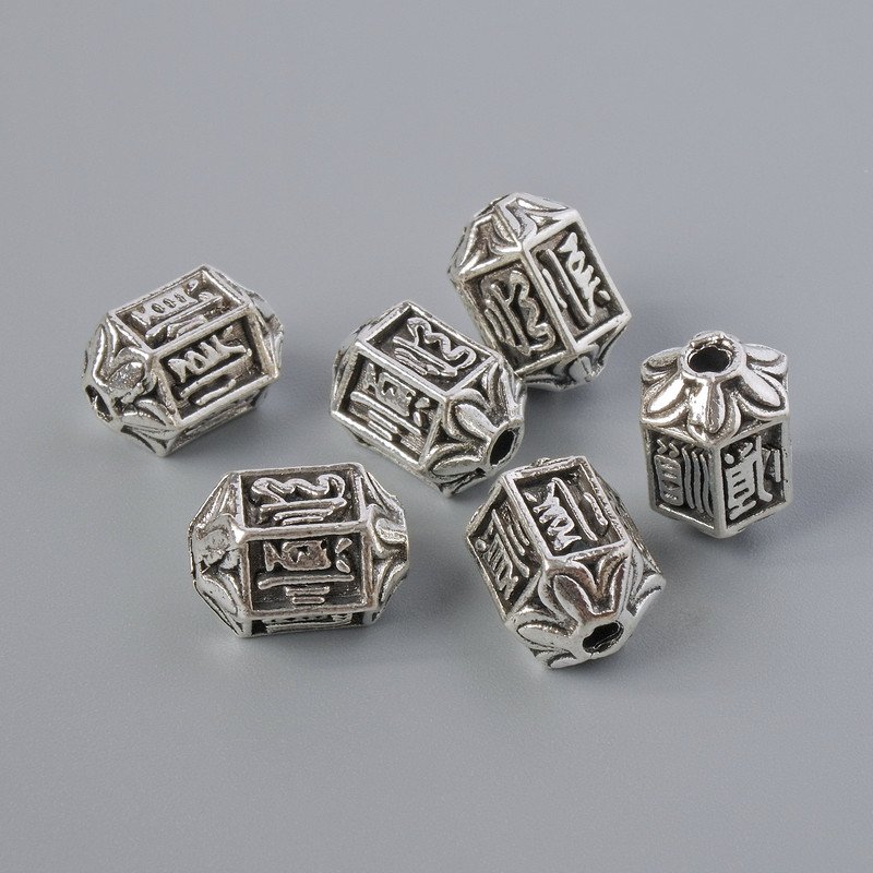 Inserții pentru mărgele, diametru 10×7 mm, gaură de aproximativ 1,7 mm, culoare argintie a metalului, 6 buc.