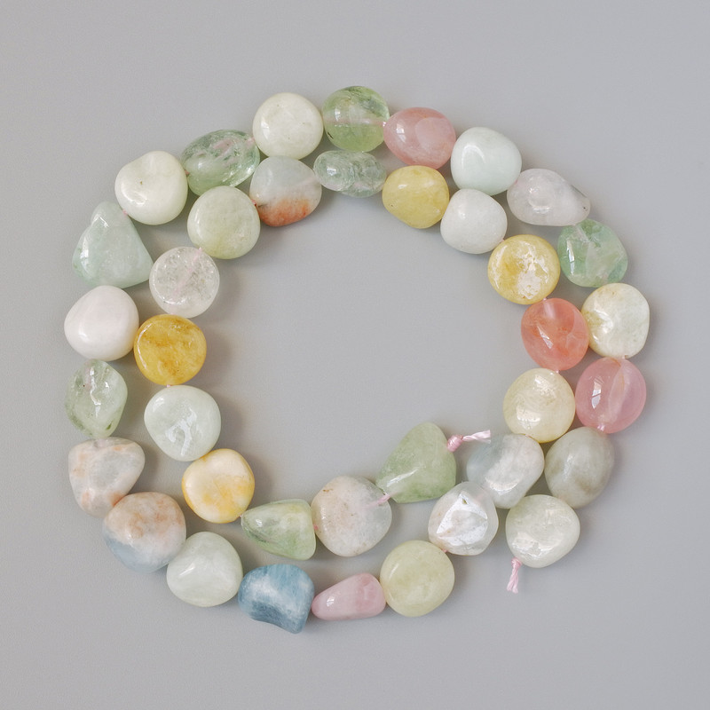 Mărgele din morganit natural, formă disc, diametru 10x11 mm, lungime 39 cm, pe fir