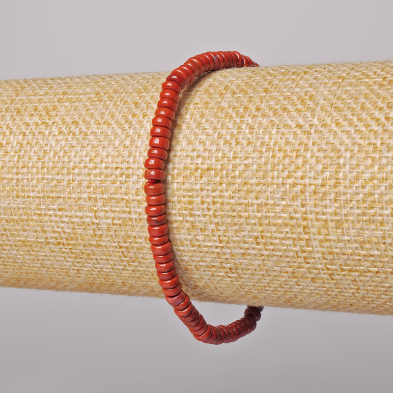 Brățară din jasper roșu natural, rondele netede, diametrul 4×2 mm, lungimea 18 cm, elastic