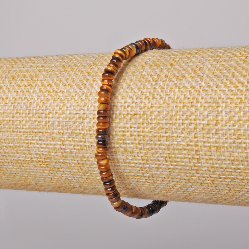 Brățară cu ochi de tigru din piatră naturală, rondel neted, diametrul 4×2 mm, lungime 18 cm, elastică