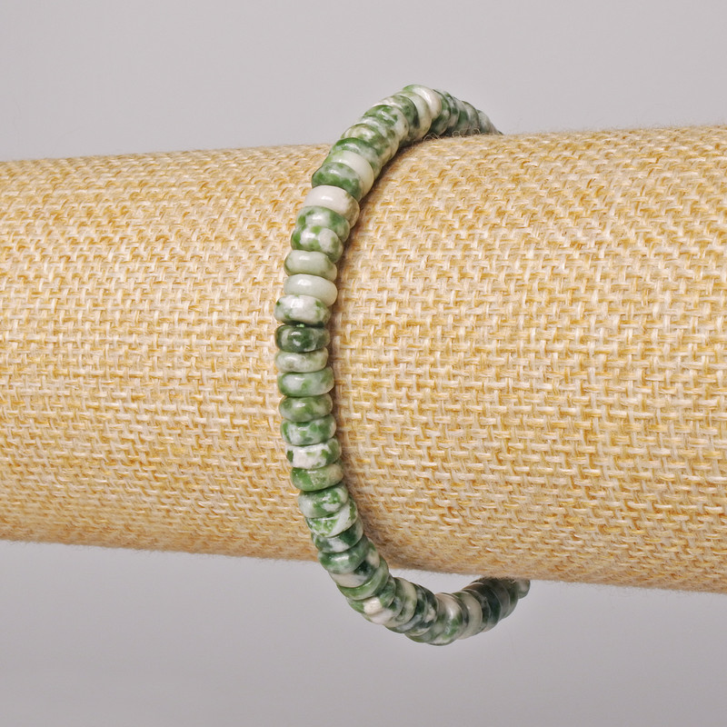 Brățară din agat mușchi, rondel neted, diametru 6×2,5 mm, lungime 18 cm (extensibil)