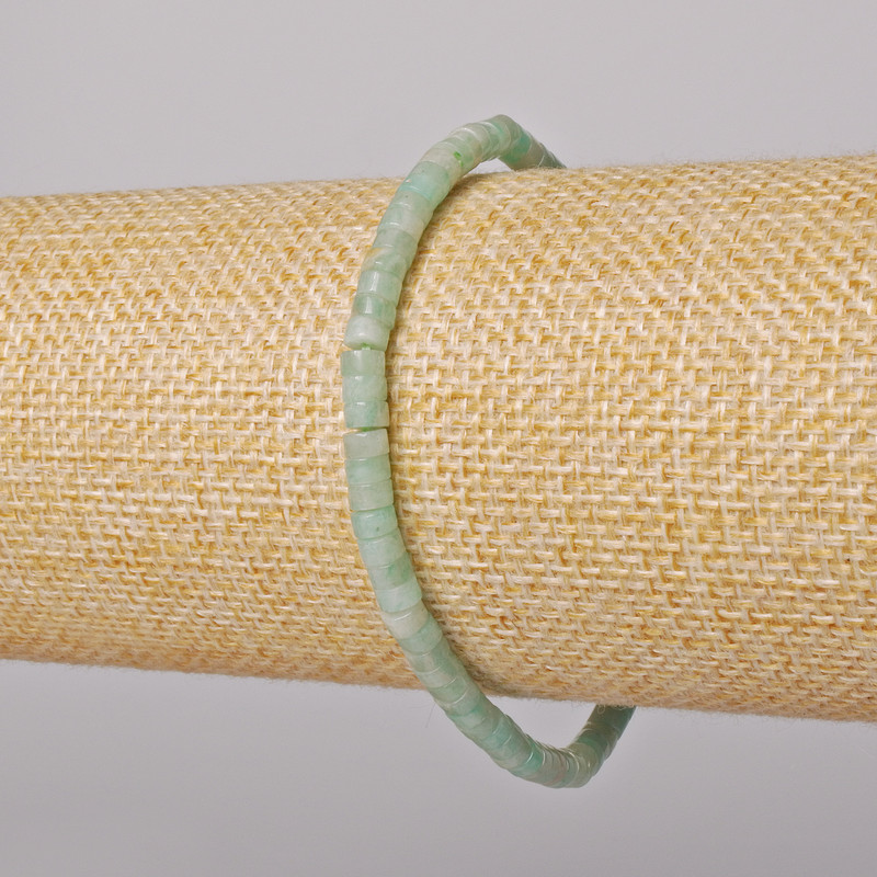 Brățară din Amazonit, piatră naturală, tăiată în fațete, diametrul 4×2 mm, lungime 18 cm +/- (extensibil)