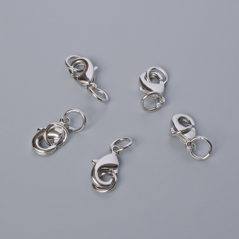 Închizătoare carabină, diametru 12×6 mm, culoare argintie, 1 buc.