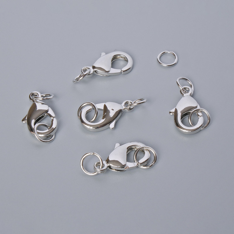 Închizătoare carabină, diametru 10×5 mm, culoare argintie a metalului, 1 bucată