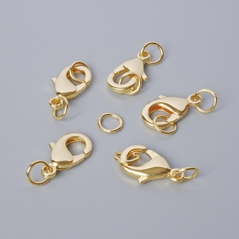 Furnitură închizătoare carabină, diametru 15×8 mm, culoare aurie a metalului, 1 bucată