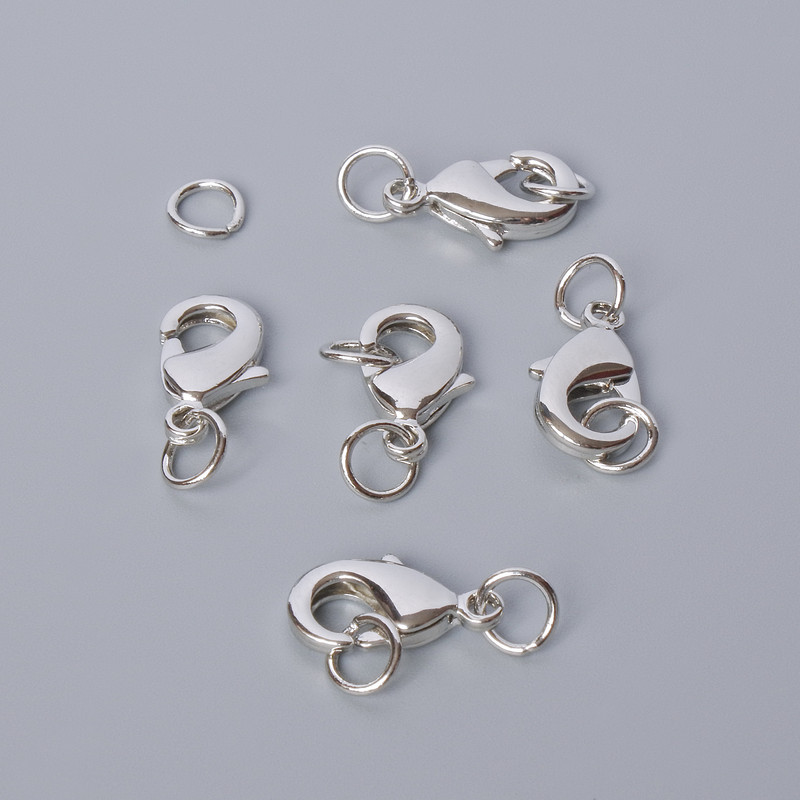 Închizătoare carabină, diametru 15×8 mm, culoare argintie a metalului, 1 bucată