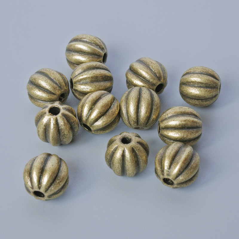 Furnitură pentru mărgele-inserații, diametru 7,5×8 mm, diametrul găurii 1,5 mm, set 12 bucăți, culoare metal bronz