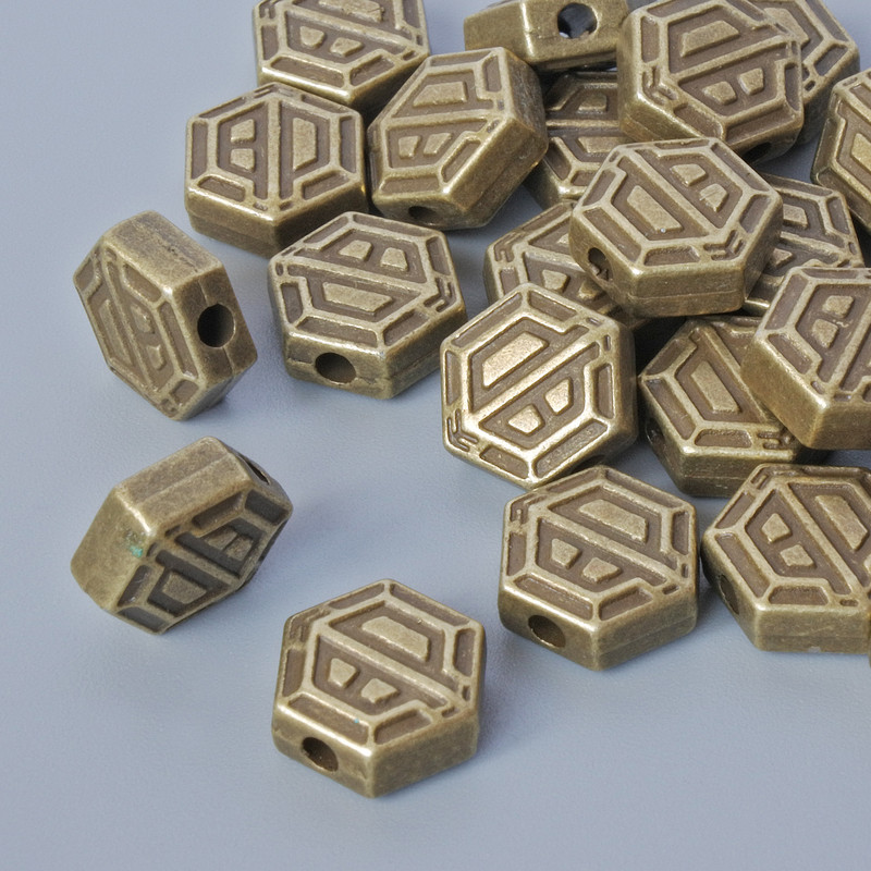 Inserție pentru mărgele, diametru 8,5×4 mm, diametrul găurii 1,9 mm, ambalaj 24 bucăți ±, culoare bronz metalic