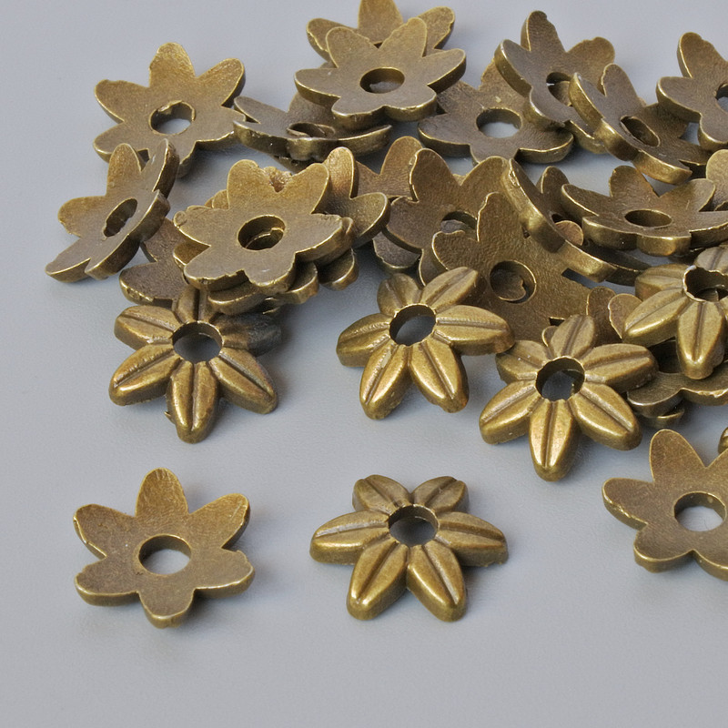 Capăt de furnitură, diametru 9×2 mm, diametrul găurii 2,5 mm, set 30 buc. ± culoare bronz metalic