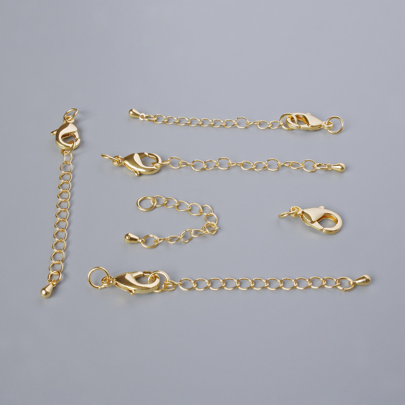 Închizătoare carabină, diametru 15×8 mm, cu lanț prelungitor, lungime 5,5 cm, culoare aurie a metalului, 1 bucată