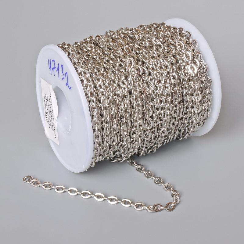 Bobină de lanț pentru bijuterii, grosime 3,6 mm, lungime 18 m, din oțel inoxidabil