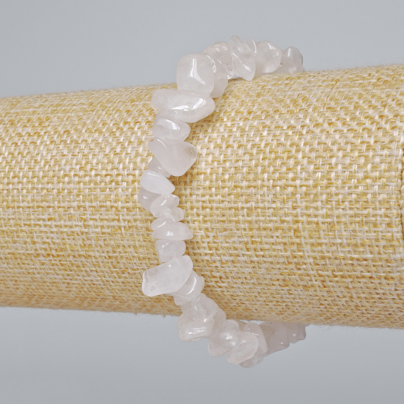 Brățară din cristal de munte, fragmente de piatră naturală, diametrul 9x4 mm ±, lungime 18 cm (pe bază elastică)