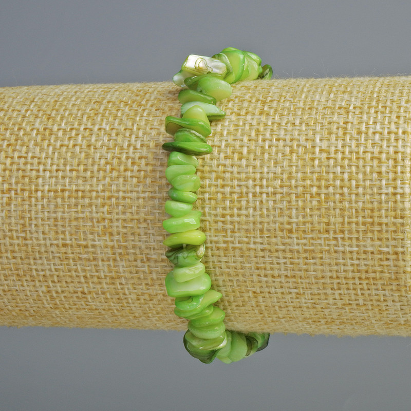 Brățară din sidef verde – fragmente, diametru 7x2 mm, lungime 18 cm, elastică