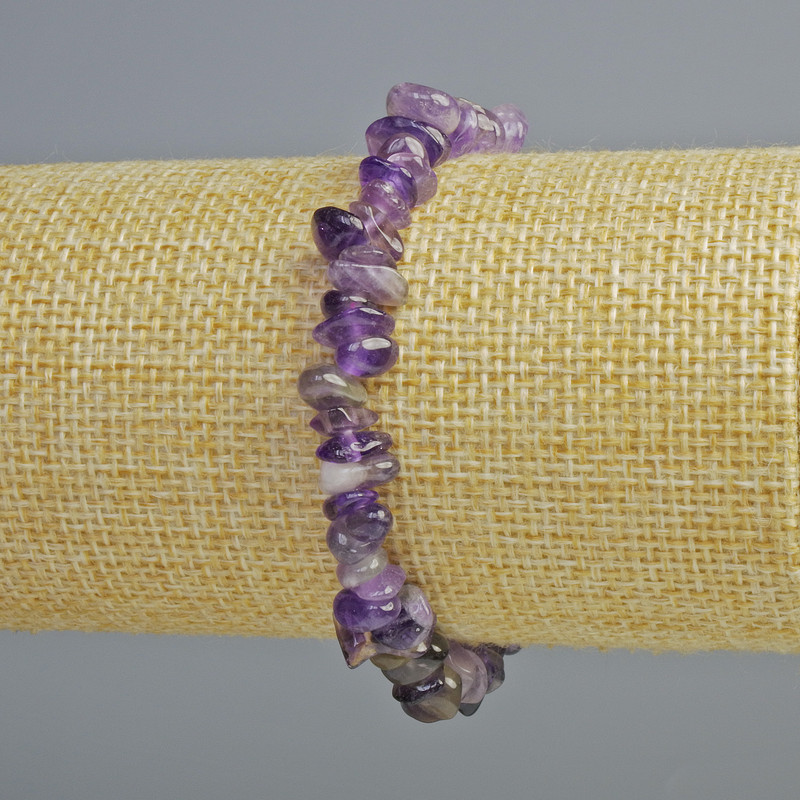 Brățară cu ametist natural - fragmente, diametru 7x4 mm, lungime 18 cm (elastic)