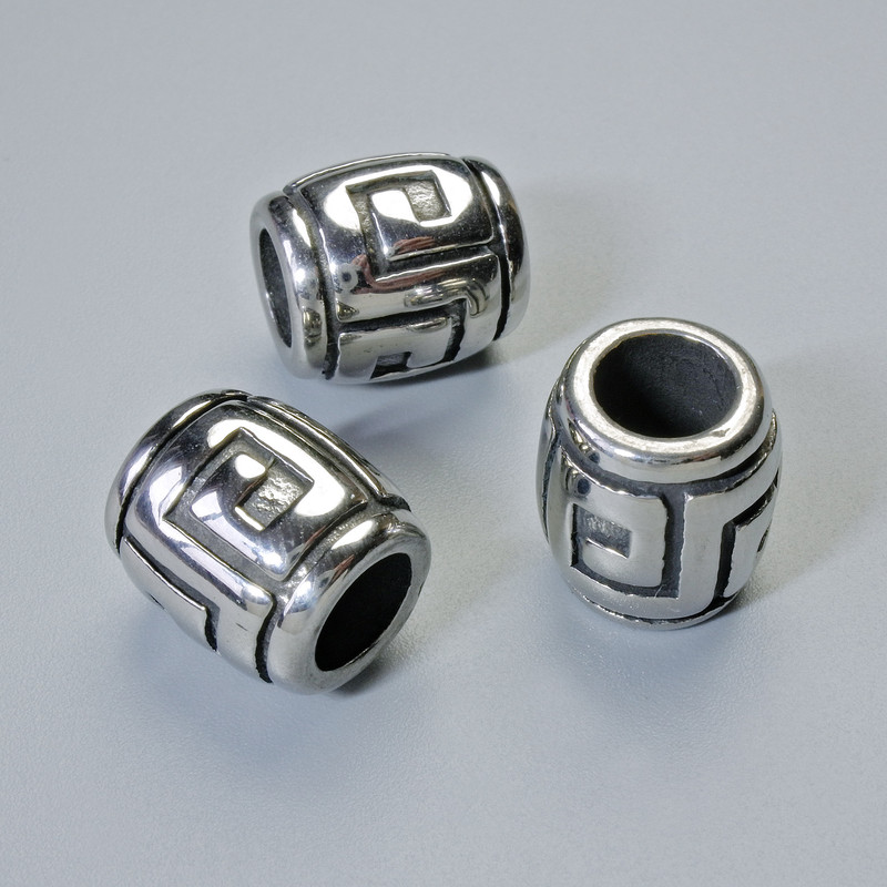 Furnitură – mărgea-inserație, diametrul 12x11 mm, gaură de diametru 5,9 mm, culoare argintie a metalului, 1 bucată