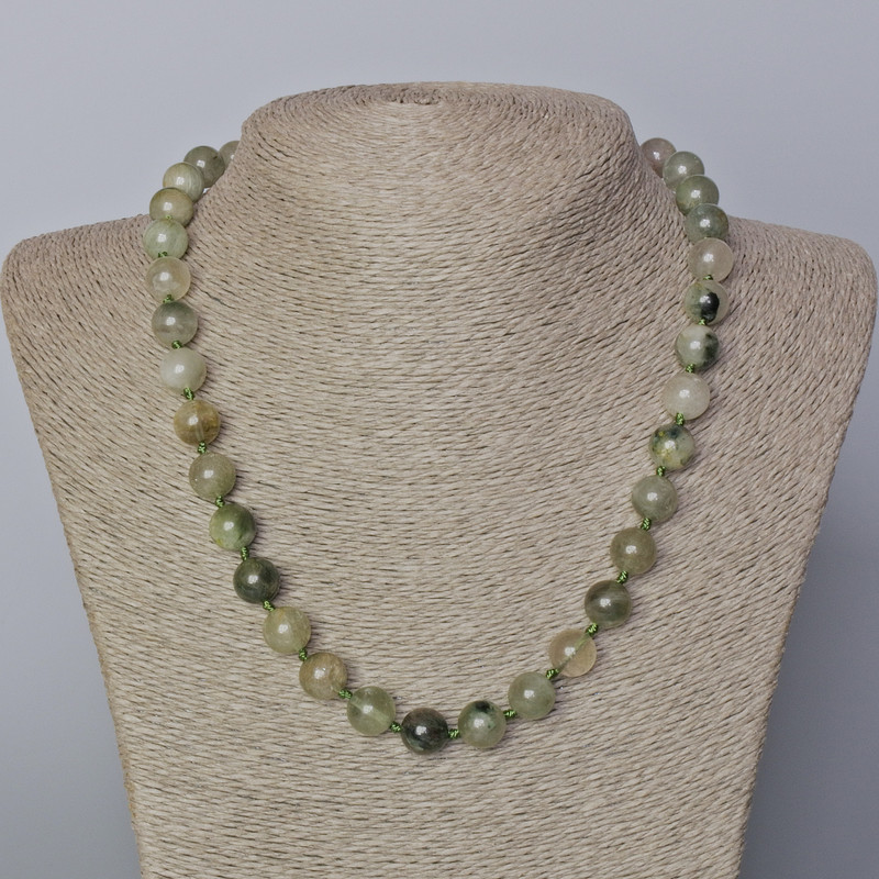 Colier cu cuarț fantom cu rutilit, piatră naturală, mărgele netede, diametrul 10 mm ±, lungime 45–50 cm