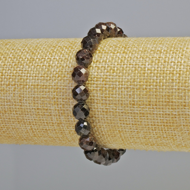 Brățară cu granat, piatră naturală, mărgele tăiate, diametru aproximativ 8 mm ± (elastică), lungime 18 cm+